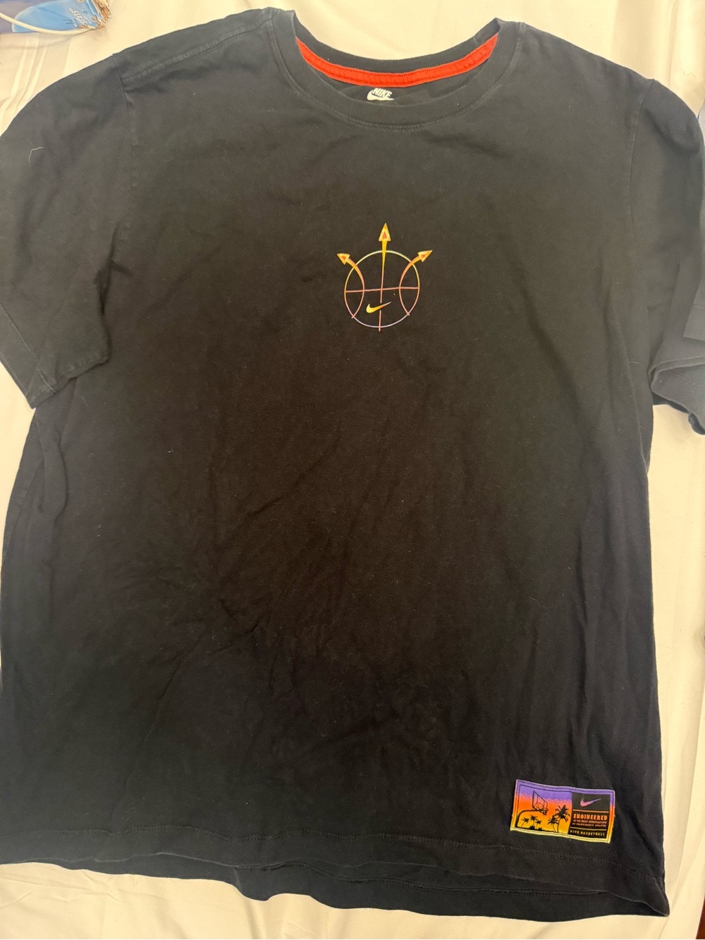 Nike Black Short Sleeve Tee with Orange Accents